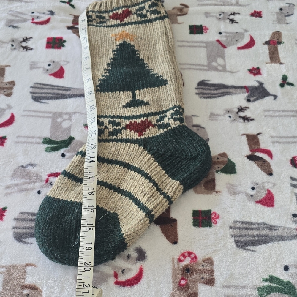 Festive Knit Sock with Tree Design